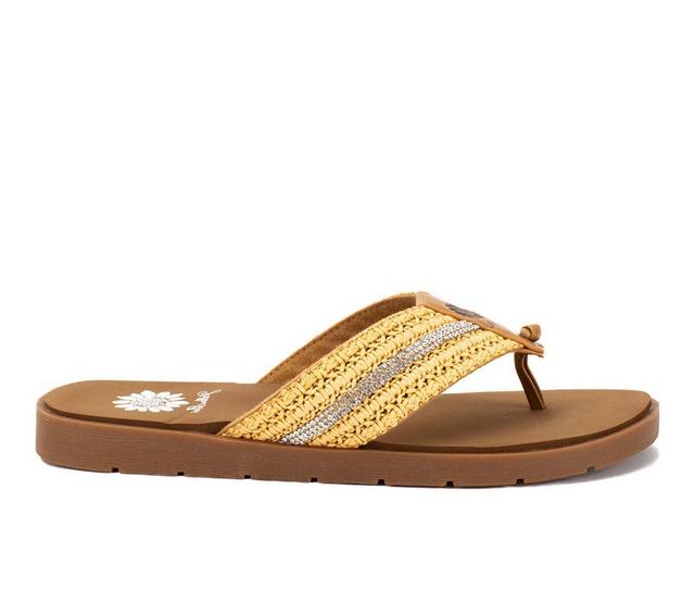 Women's Yellow Box Fania Flip-Flops in Marigold color