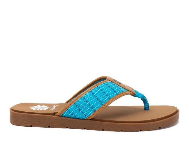 Women's Yellow Box Fellow Flip-Flops in Blue color