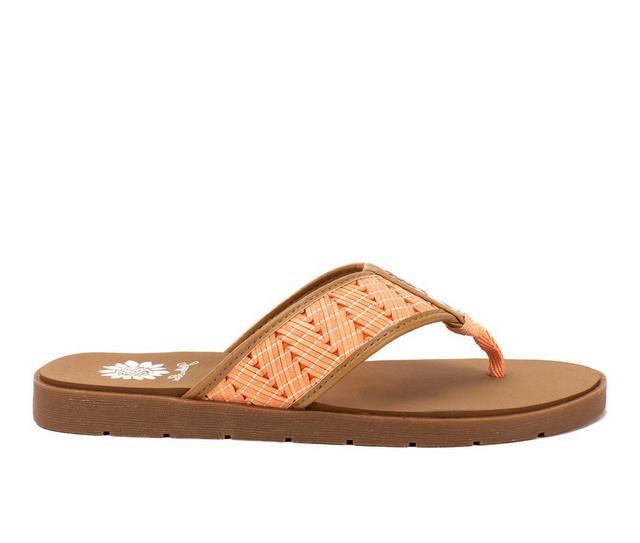 Women's Yellow Box Fellow Flip-Flops in Coral color