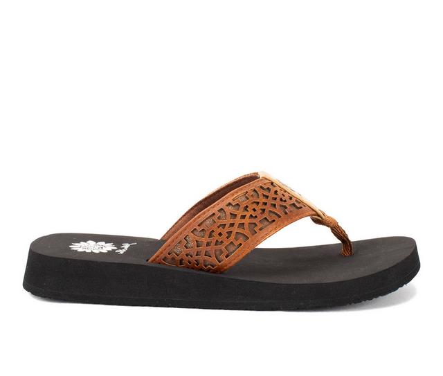 Women's Yellow Box Ficus Flip-Flops in Tan color