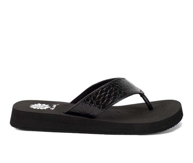 Women's Yellow Box Fina Flip-Flops in Black color