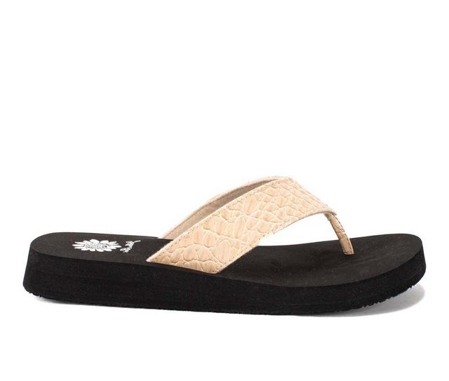 Women's Yellow Box Fina Flip-Flops in Sand color