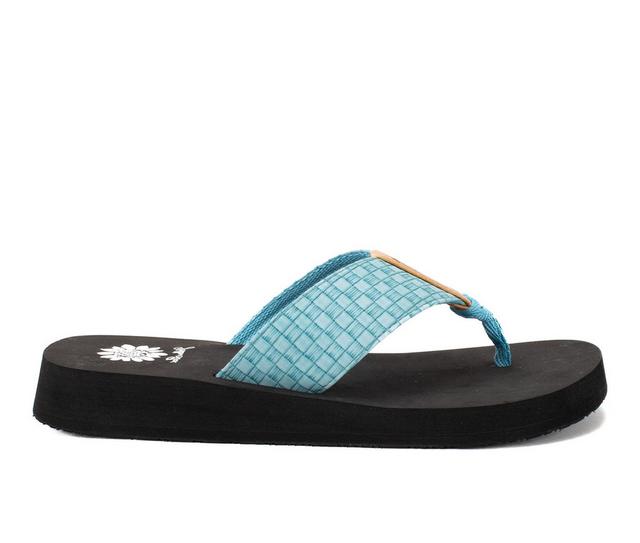 Women's Yellow Box Flinge Flip-Flops in Denim color