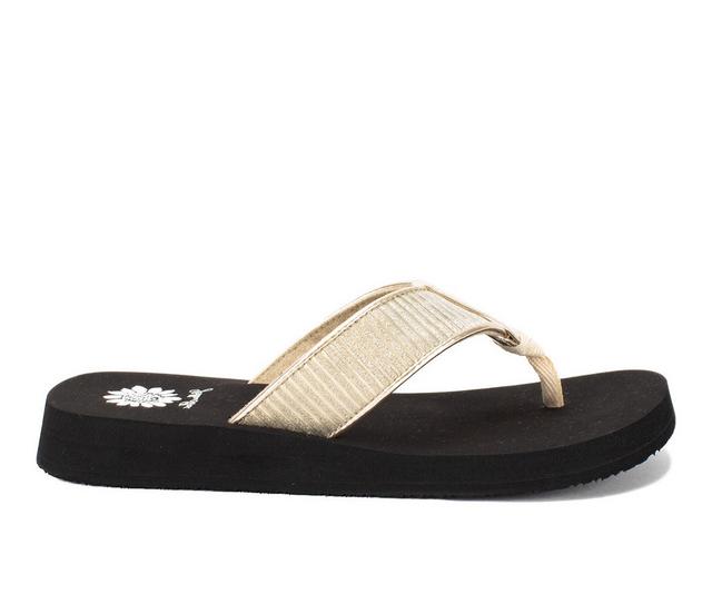 Women's Yellow Box Freehold Flip-Flops in Gold color