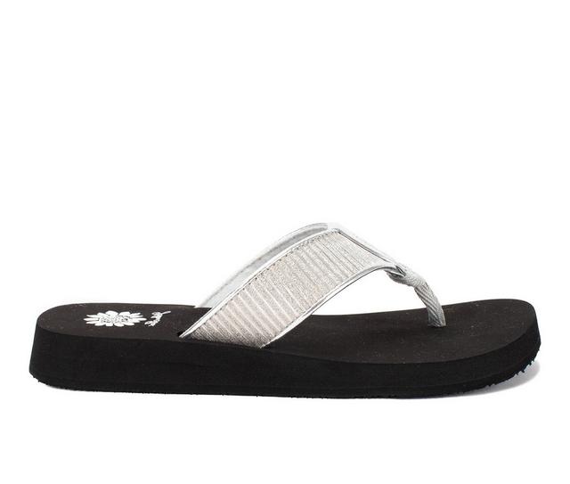 Women's Yellow Box Freehold Flip-Flops in Silver color