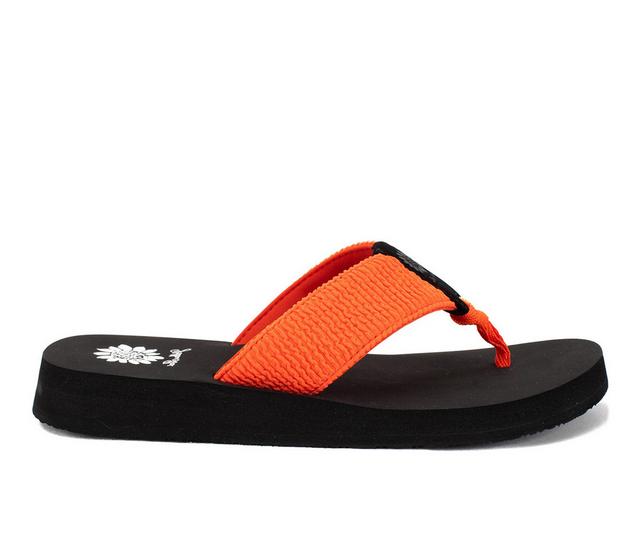 Women's Yellow Box Frizzle Flip-Flops in Coral color
