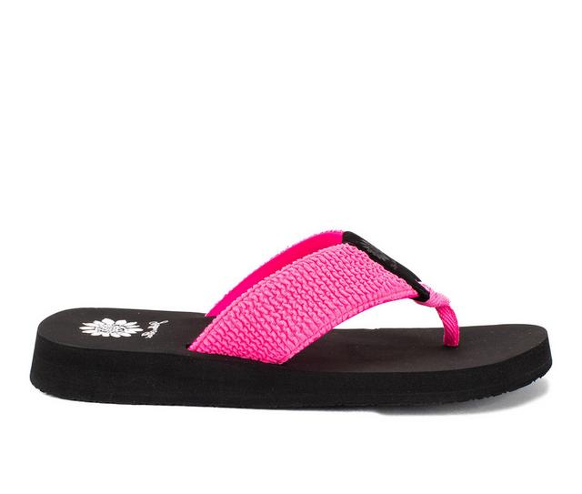 Women's Yellow Box Frizzle Flip-Flops in Neon Pink color