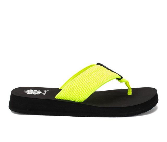 Women's Yellow Box Frizzle Flip-Flops in Neon Yello color