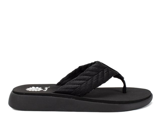Women's Yellow Box Grant Flip-Flops in Black color