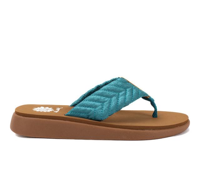 Women's Yellow Box Grant Flip-Flops in Teal color