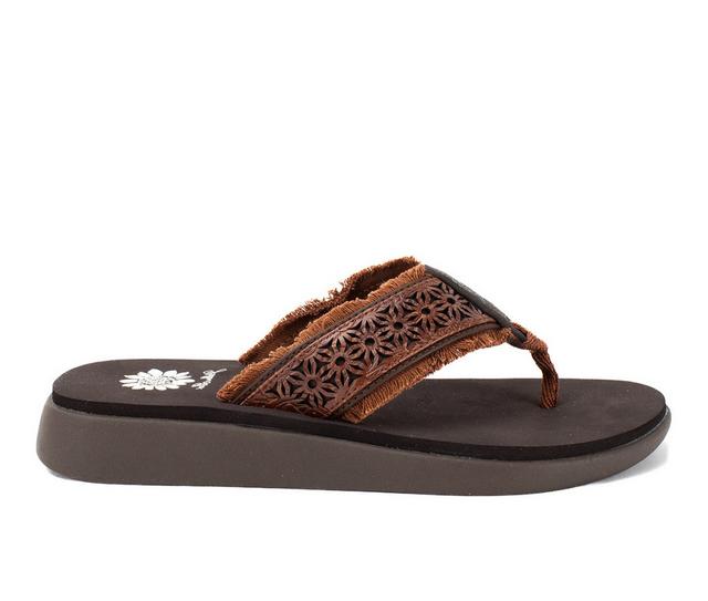 Women's Yellow Box Griffon Flip-Flops in Brown color
