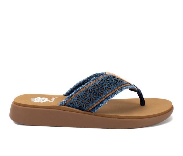 Women's Yellow Box Griffon Flip-Flops in Navy color