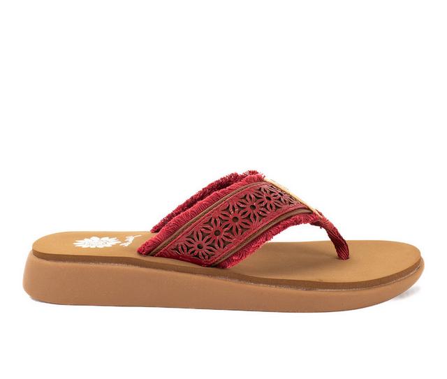 Women's Yellow Box Griffon Flip-Flops in Red color