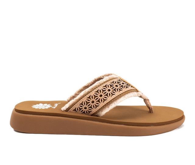 Women's Yellow Box Griffon Flip-Flops in Taupe color