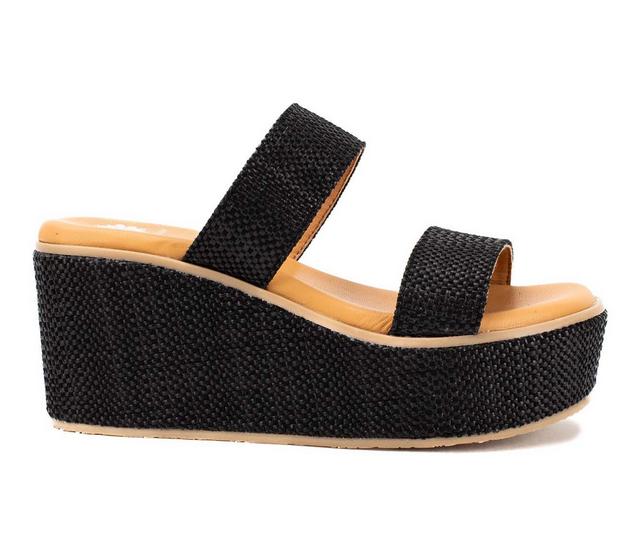 Women's Yellow Box Inisa Wedge Sandals in Black color