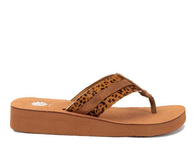 Women's Yellow Box Jafna Flip-Flops in Leopard color