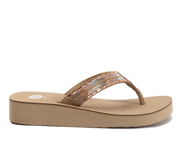 Women's Yellow Box Jaunty Flip-Flops in Taupe Multi color