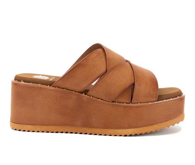Women's Yellow Box Joann Wedge Sandals in Almond color