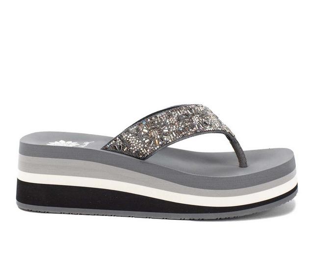 Women's Yellow Box Kania Flip-Flops in Gray color