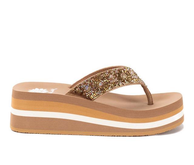 Women's Yellow Box Kania Flip-Flops in Toast color