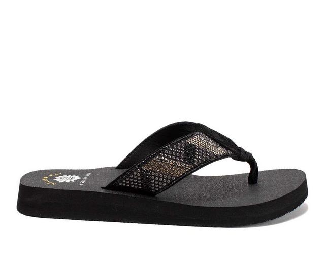 Women's Yellow Box Noah Flip-Flops in Black color