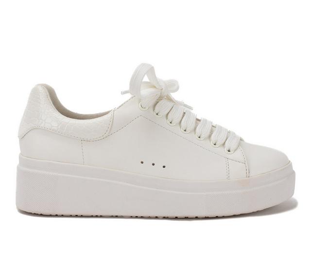 Women's Yellow Box Evodia Platform Sneakers in White color