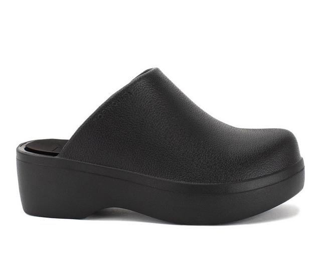 Women's Yellow Box Zippy Platform Clogs in Black color