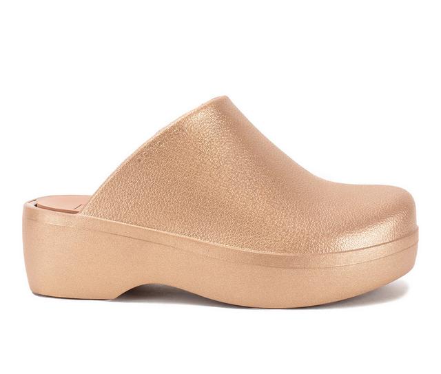 Women's Yellow Box Zippy Platform Clogs in Blush Shimmer color