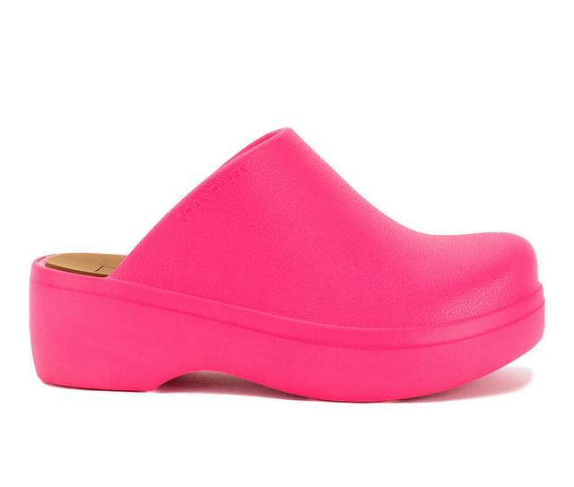 Women's Yellow Box Zippy Platform Clogs in Fuchsia color