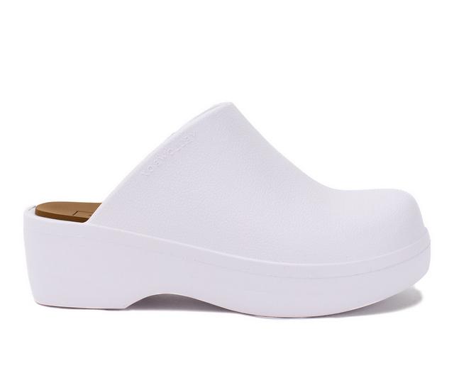 Women's Yellow Box Zippy Platform Clogs in White color