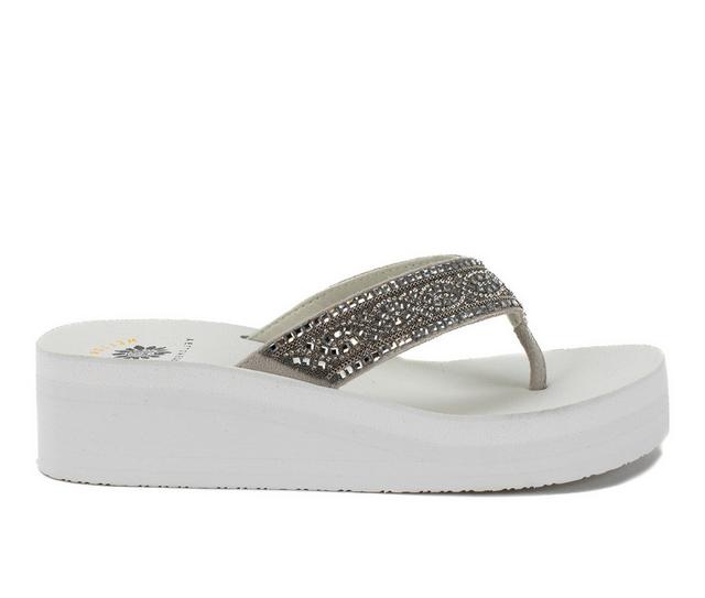 Women's Yellow Box Pixel Flip-Flops in White color