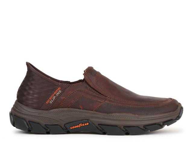 Men's Skechers  204810 Respected Elgin Slip-On Shoes in Red Brown color