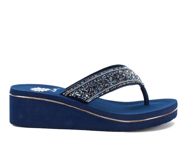 Women's Yellow Box Srida Flip-Flops in Blue Multi color