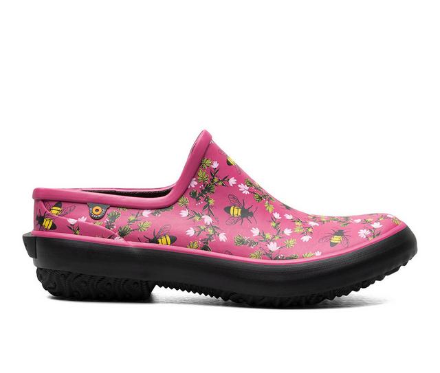Women's Bogs Footwear Patch Clog - Bees Rain Boots in Fuchsia color