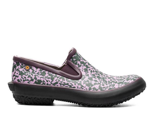 Women's Bogs Footwear Patch Slip On - Spotty Rain Clogs in Burgundy Multi color