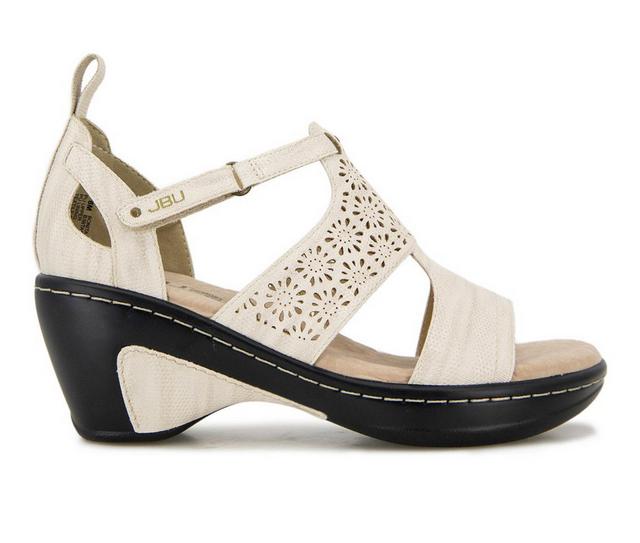 Women's JBU Bonita Heeled Sandals in Cream Shimmer color