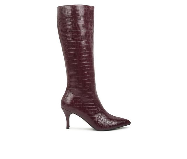 Women's London Rag Uptown Knee High Boots in Burgundy color