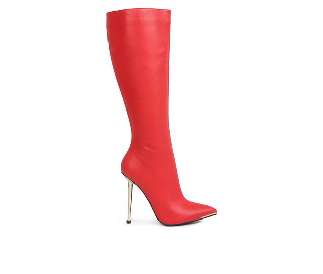 Women's London Rag Hale Knee High Stiletto Boots in Red color