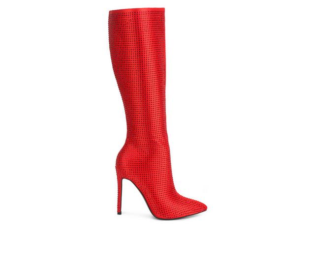Women's London Rag Pipette Knee High Stiletto Boots in Red color