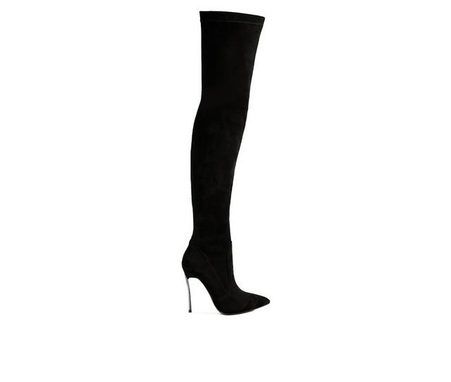 Women's London Rag Jaynetts Over The Knee Stiletto Boots in Black color