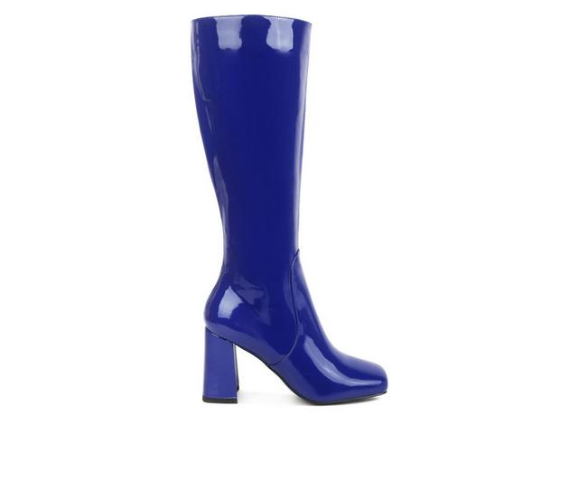 Women's London Rag Hypnotize Knee High Heeled Boots in Blue color
