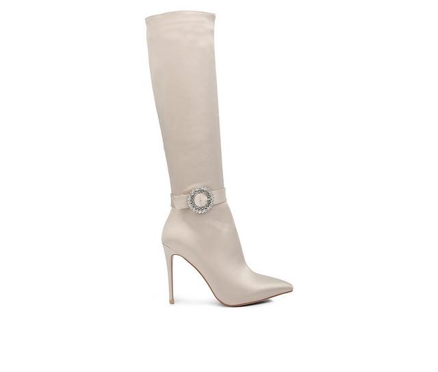 Women's London Rag Lovestruck Knee High Stiletto Boots in Beige color