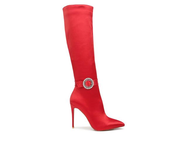 Women's London Rag Lovestruck Knee High Stiletto Boots in Red color