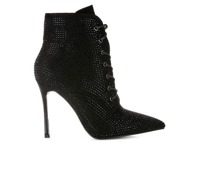 Women's London Rag Head On Lace Up Stiletto Booties in Black color