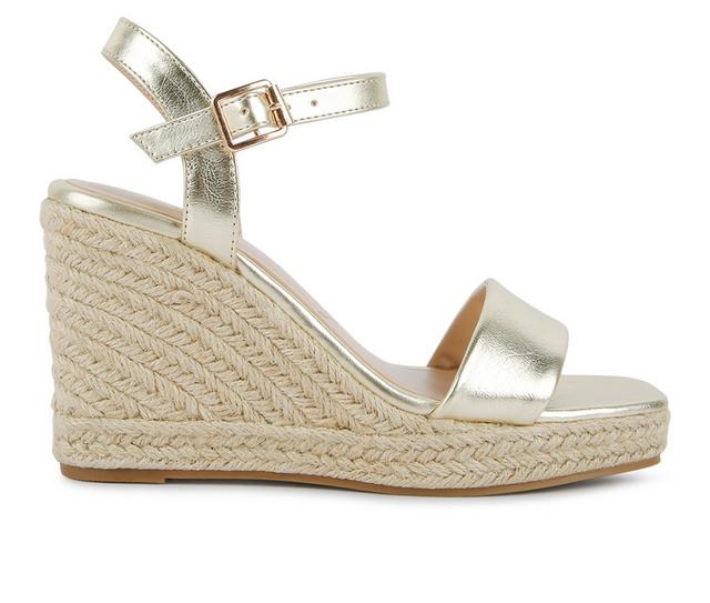 Women's London Rag Augie Espadrille Wedge Sandals in Gold color