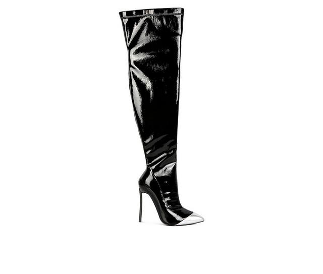 Women's London Rag Chimes Over The Knee Stiletto Boots in Black color