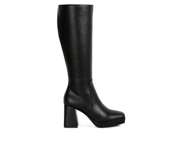 Women's London Rag Bouts Knee High Heeled Boots in Black color