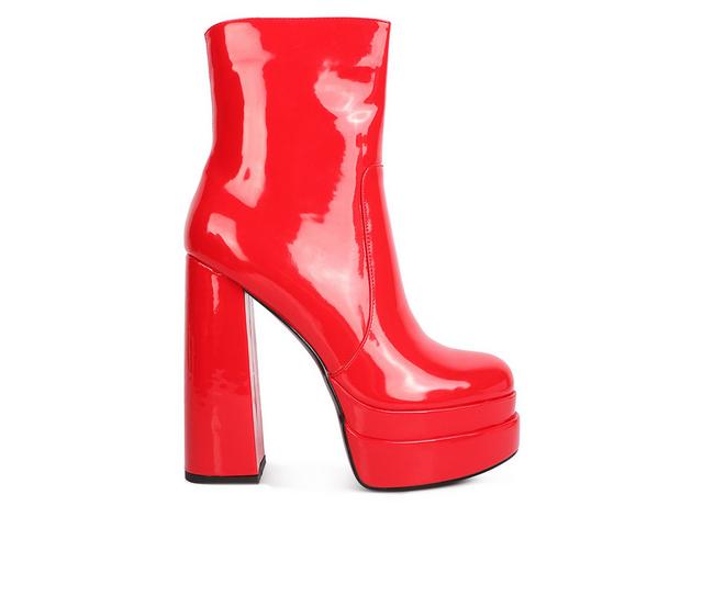Women's London Rag Bander Platform Heeled Booties in Red color