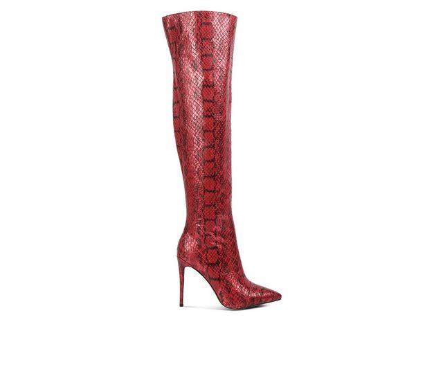 Women's London Rag Catalina Knee High Stiletto Boots in Red color