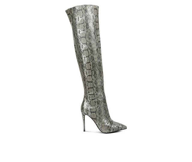 Women's London Rag Catalina Knee High Stiletto Boots in Grey color